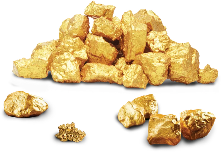 A heap of raw gold nuggets